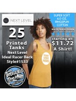 25 Custom Screen Printed Next Level Apparel 1533 - Ladies' Ideal Racerback Tank Special                                                                                     